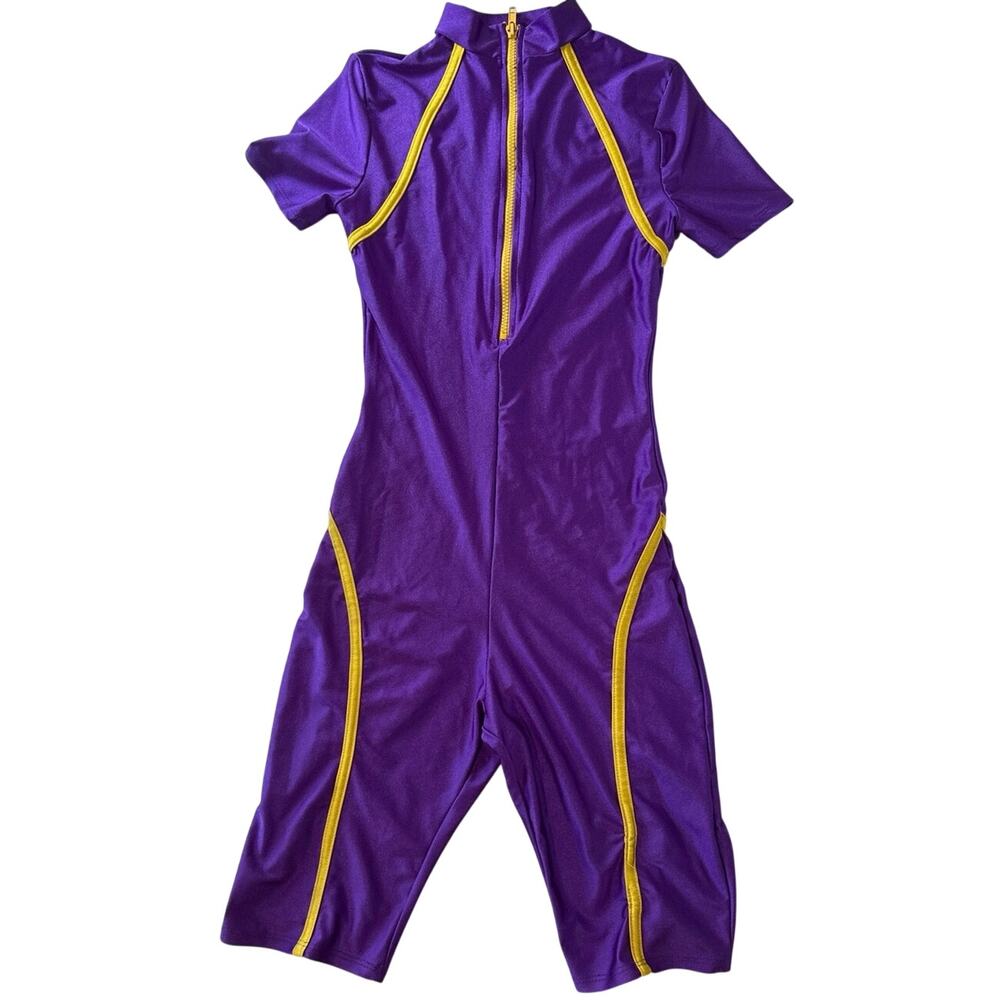 Cherry Mellow zip-front athletic unitard jumpsuit made in USA womens size Small